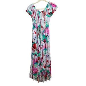 America & Beyond Off Shoulder Floral Maxi Dress Sz. M